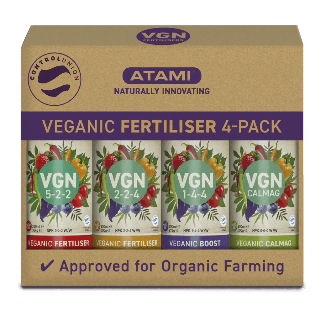 Atami Vegan Dünger 4 - Pack | 100 % Organisch | Veganic Grow & Bloom Nährstoff - Set - GrowXL GmbH