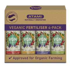 Atami Vegan Dünger 4 - Pack | 100 % Organisch | Veganic Grow & Bloom Nährstoff - Set - GrowXL GmbH